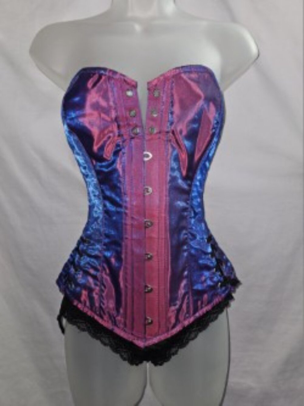 SALE XS/22" STUNNING PURPLE IRIDESCENT GLITTER SILK CORSET SPARKLE GLAMMOR